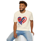Heart Face Graphic T‑Shirt Red & Blue Abstract Love Design