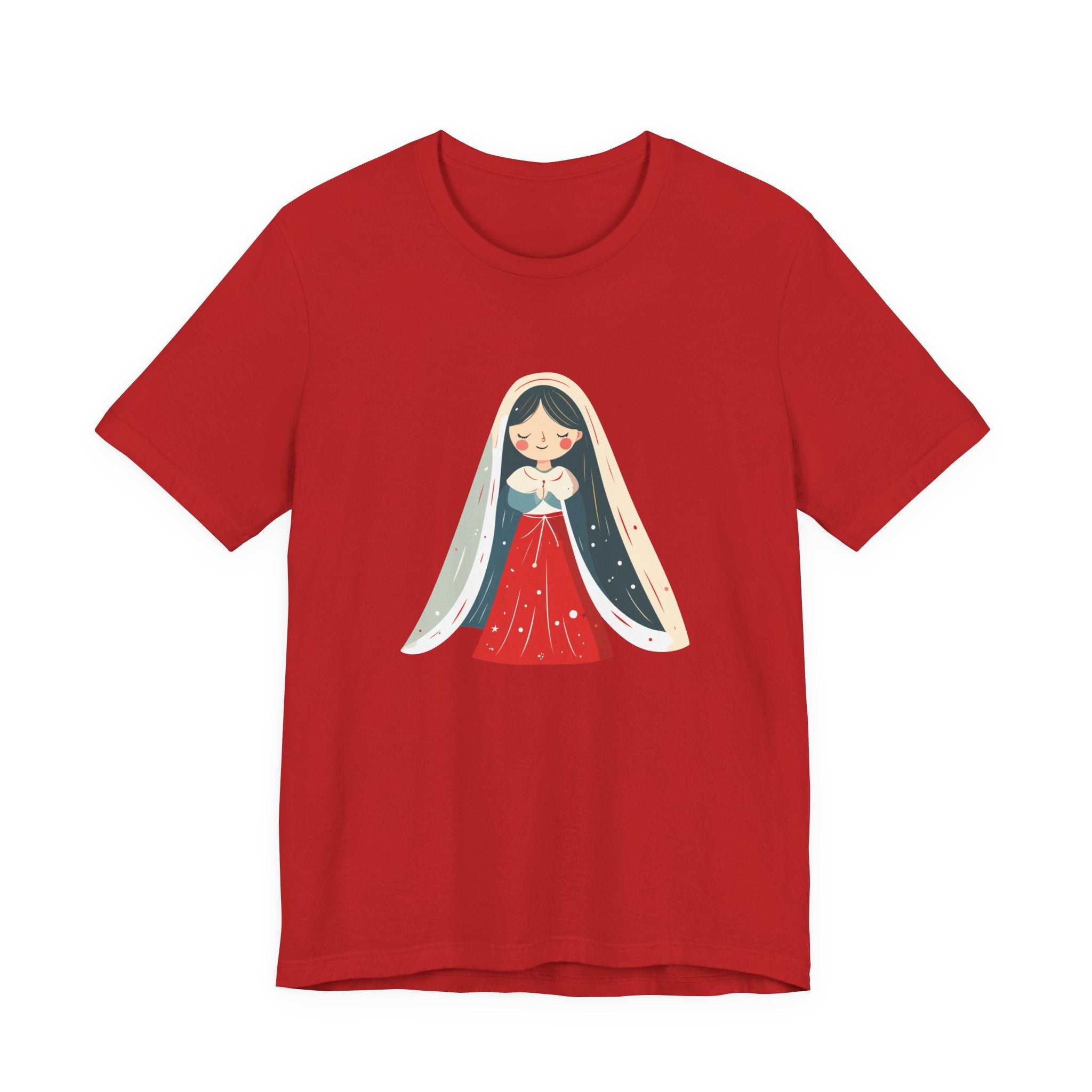 Virgin Mary Illustration Tee — Cute Nativity T-Shirt