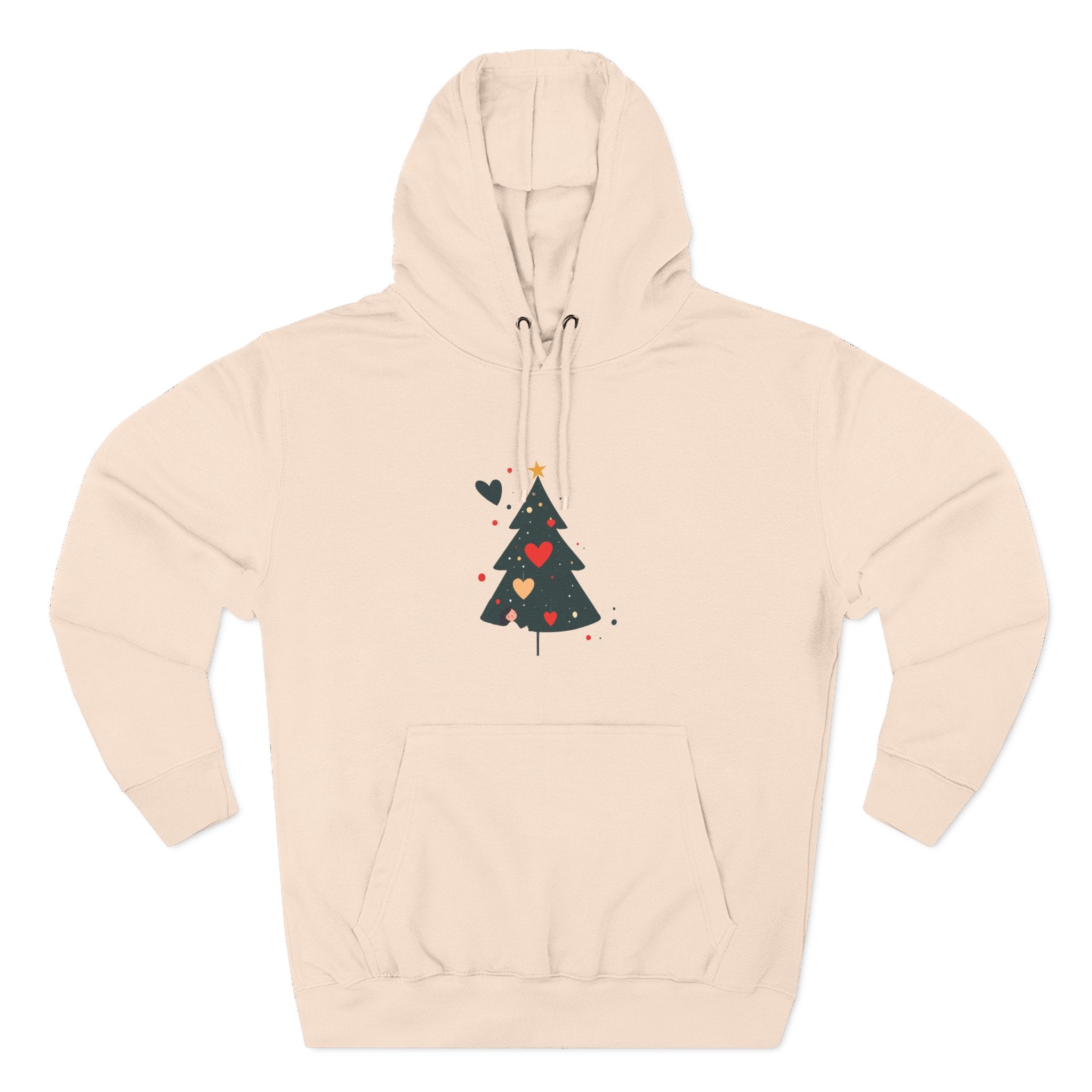 Christmas Tree Heart Hoodie – Cute Minimal Holiday Fleece Hoodie