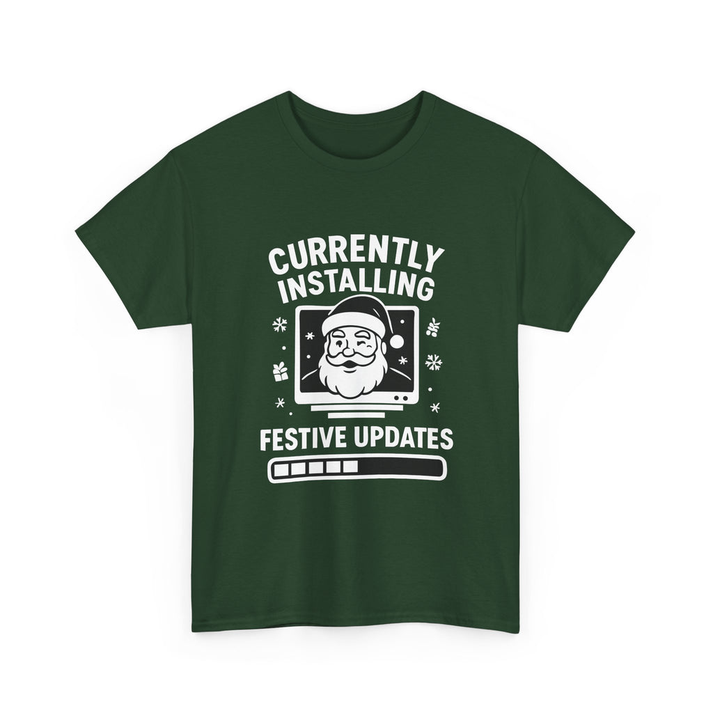 Currently Installing Festive Updates T-Shirt Funny Santa Christmas Holiday Tee