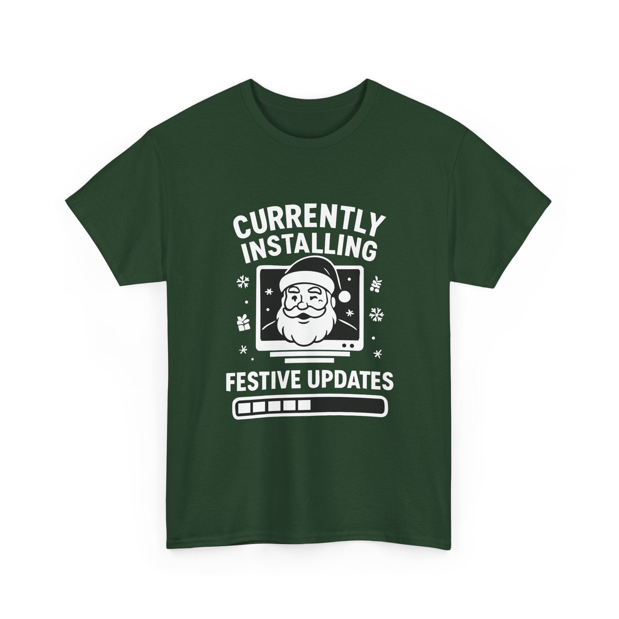 Currently Installing Festive Updates T-Shirt Funny Santa Christmas Holiday Tee