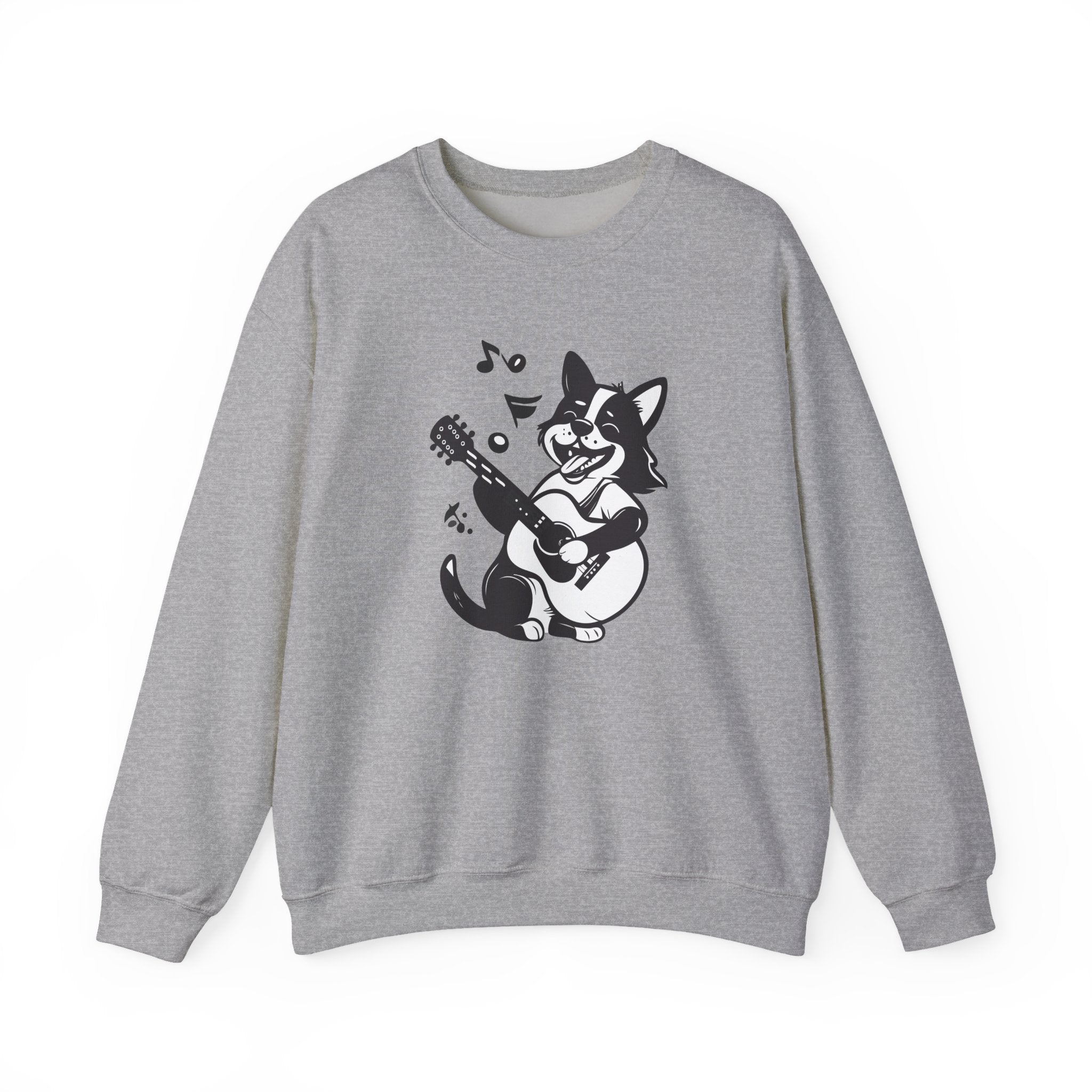 Corgi Playing Guitar Sweatshirt Cute Musical Dog Crewneck