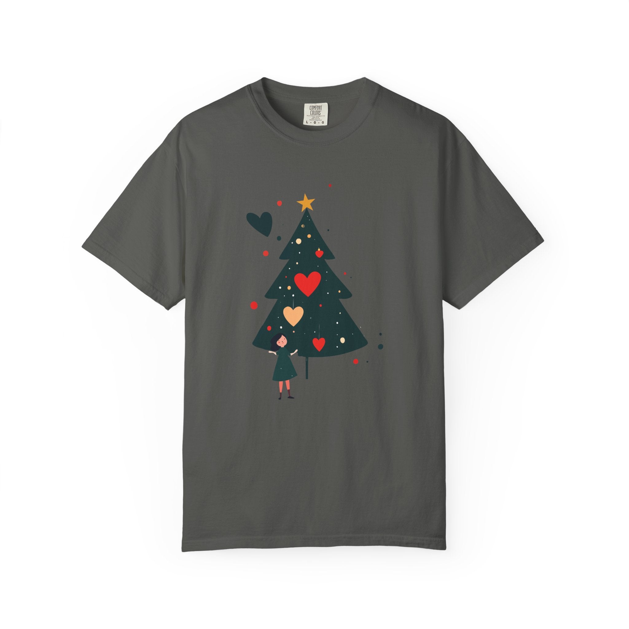 Christmas Tree Hearts T-Shirt — Cute Holiday Tree with Hearts Graphic