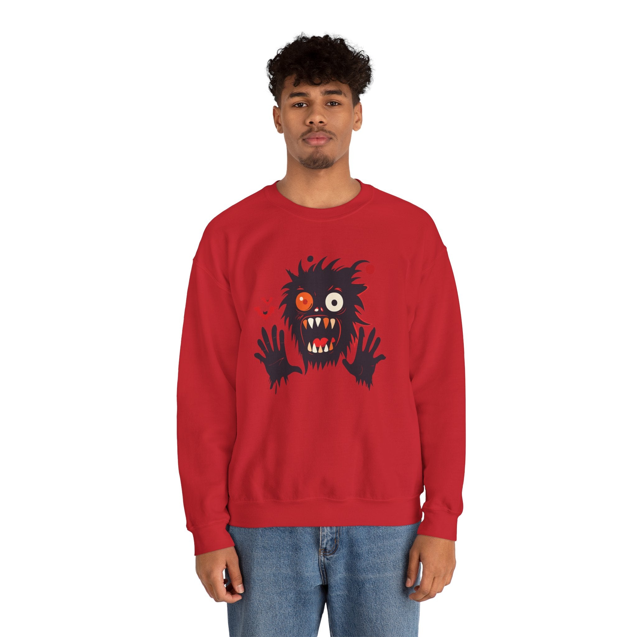 Halloween Monster Crewneck Sweatshirt Spooky Cute Monster Graphic