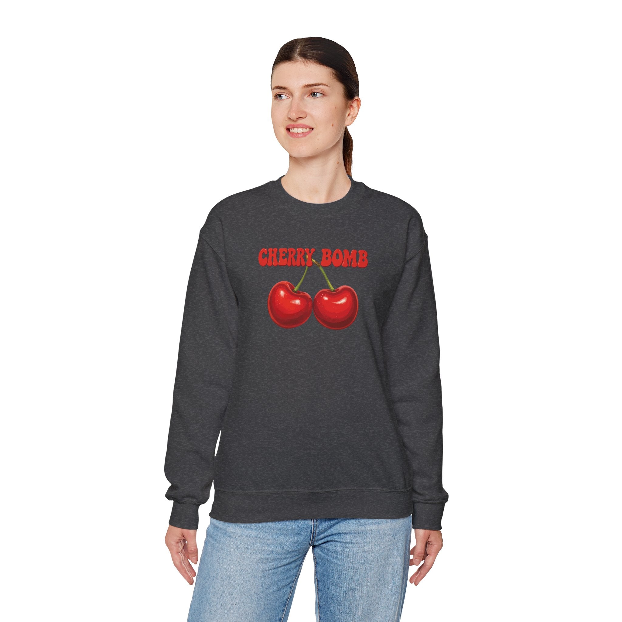 Crewneck Sweatshirt "Cherry Bomb" Retro Cherries Graphic