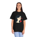 T-Shirt — Minimal Cute Girl Profile with Hearts Graphic
