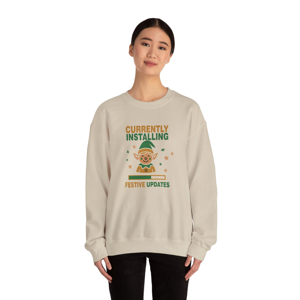 Crewneck Sweatshirt Currently Installing Festive Updates Elf Holiday Graphic