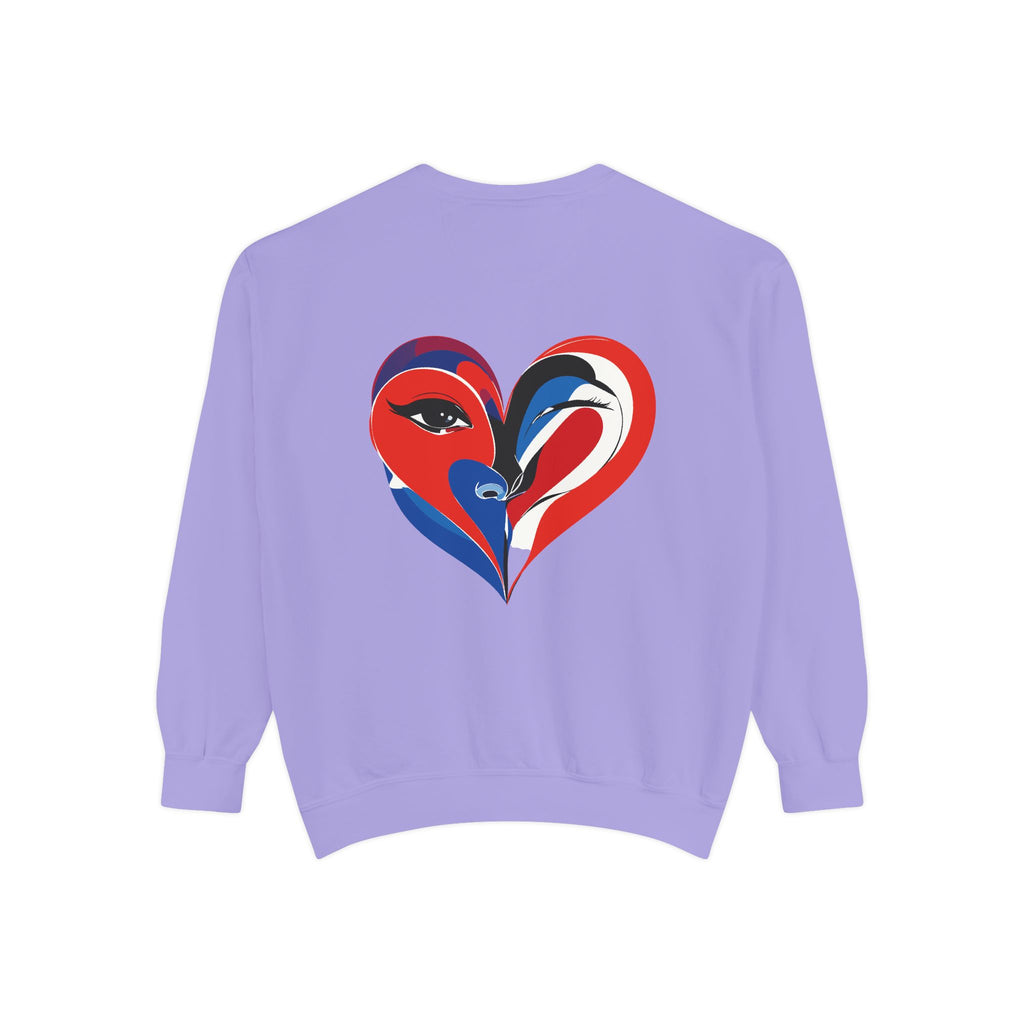 Heart Portrait Sweatshirt Artistic Dual-Face Love Graphic
