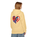 Patriotic Heart Face Hoodie Red White Blue Love Graphic