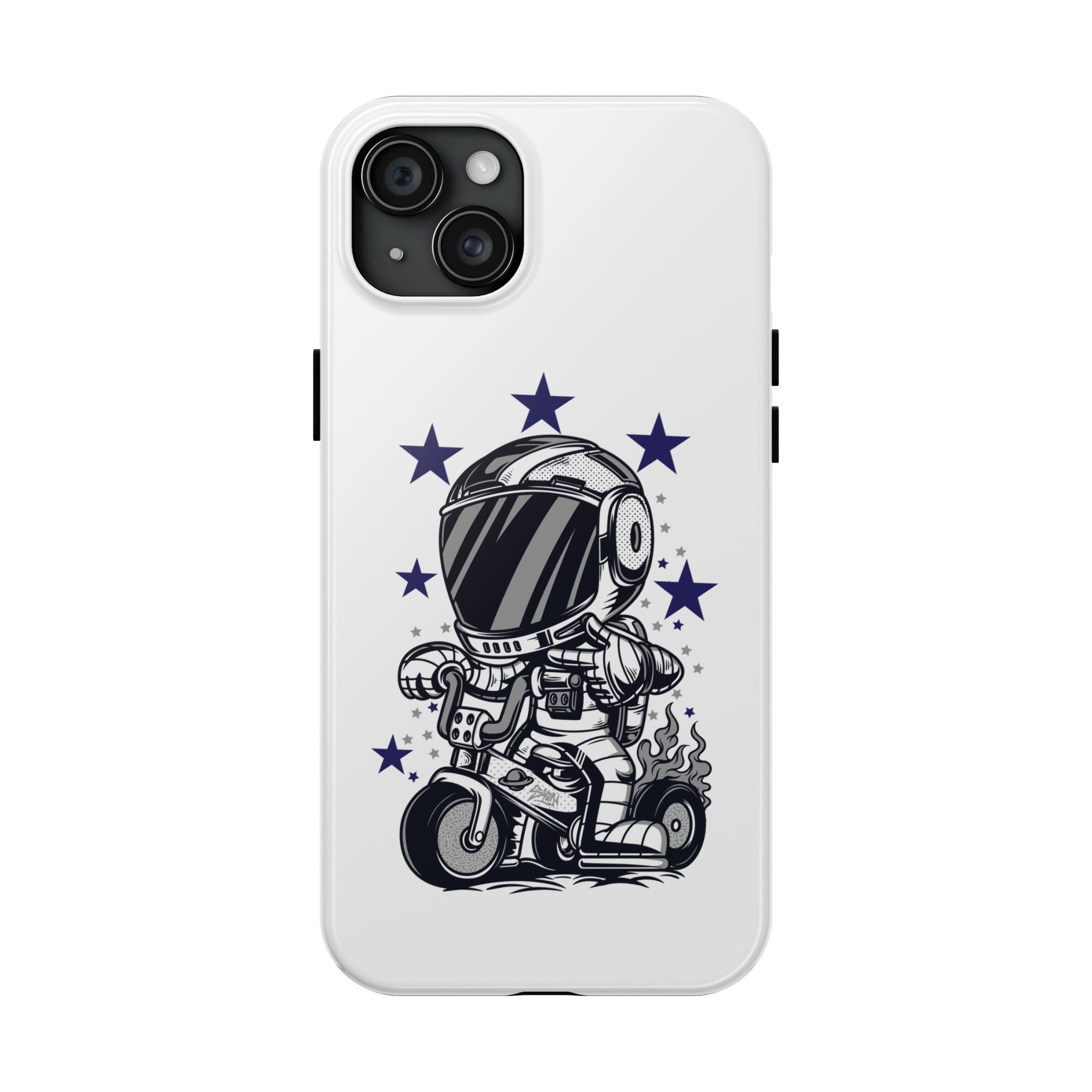 Astronaut Biker Tough Phone Case Retro Space Helmet Rider with Stars