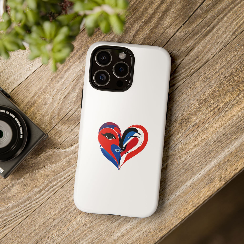 Heart Face Phone Case Red & Blue Abstract Love Design