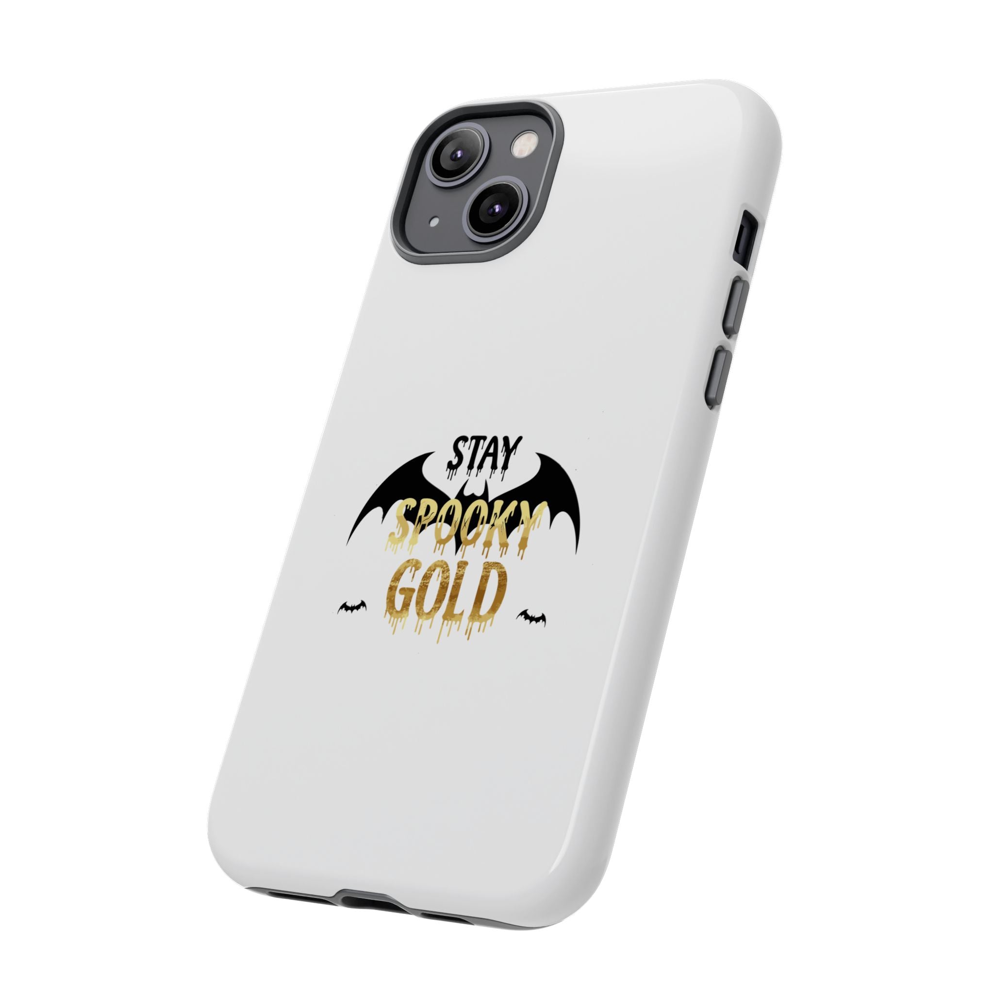 Stay Spooky Gold Phone Case Halloween Bat Design
