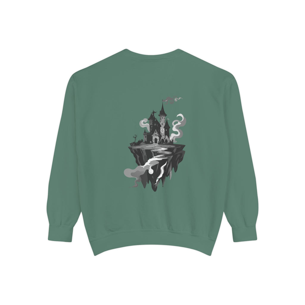 Floating Haunted Castle Sweatshirt Gothic Floating Island Crewneck