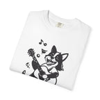 Corgi Playing Guitar T-Shirt  Cute Musical Dog Tee Rockstar Design