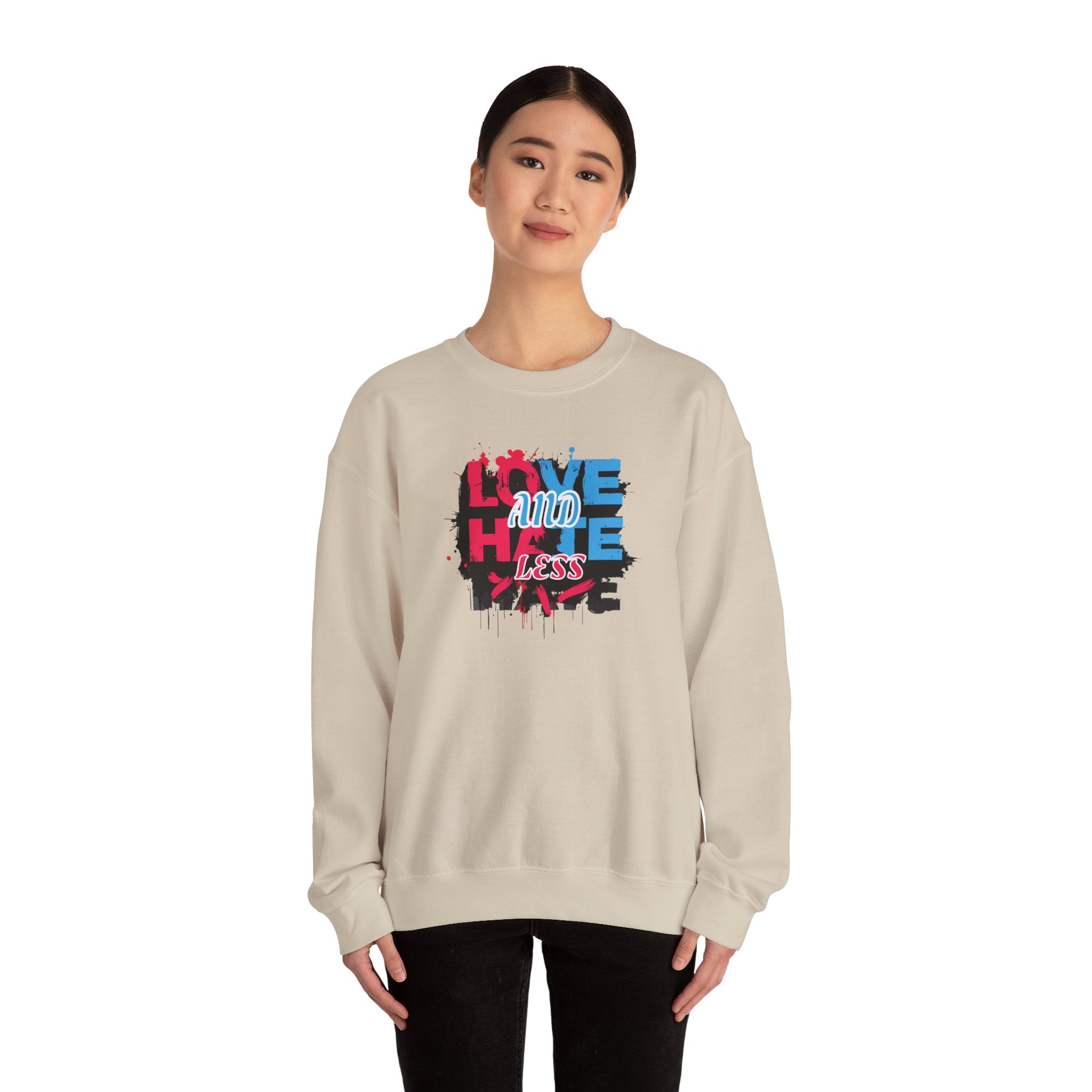 Crewneck Sweatshirt 'Love and Less Hate' Graffiti Heart Design
