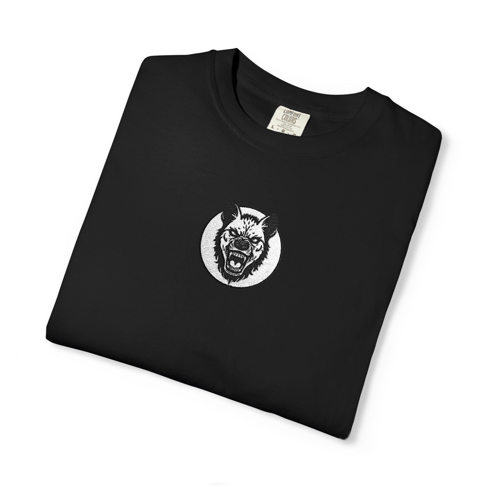 Embroidered Hyena Crest Vintage Logo T-Shirt - Minimal Animal Emblem Tee