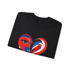 Heart Face Crewneck Sweatshirt Abstract Red & Blue Love Graphic