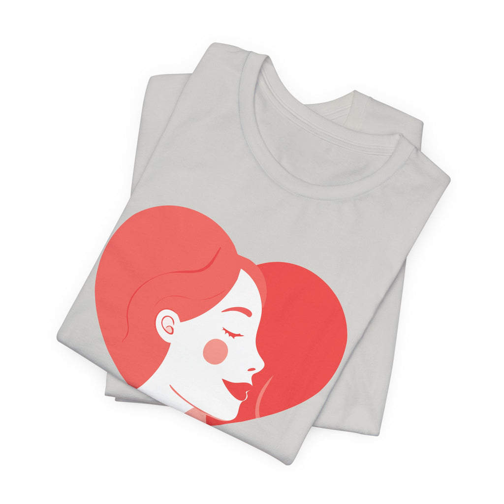Heart Profile Tee - Minimal Romantic Woman Illustration T-Shirt