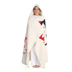 Hooded Sherpa Blanket — Cozy Anime Cat Face Fleece Throw