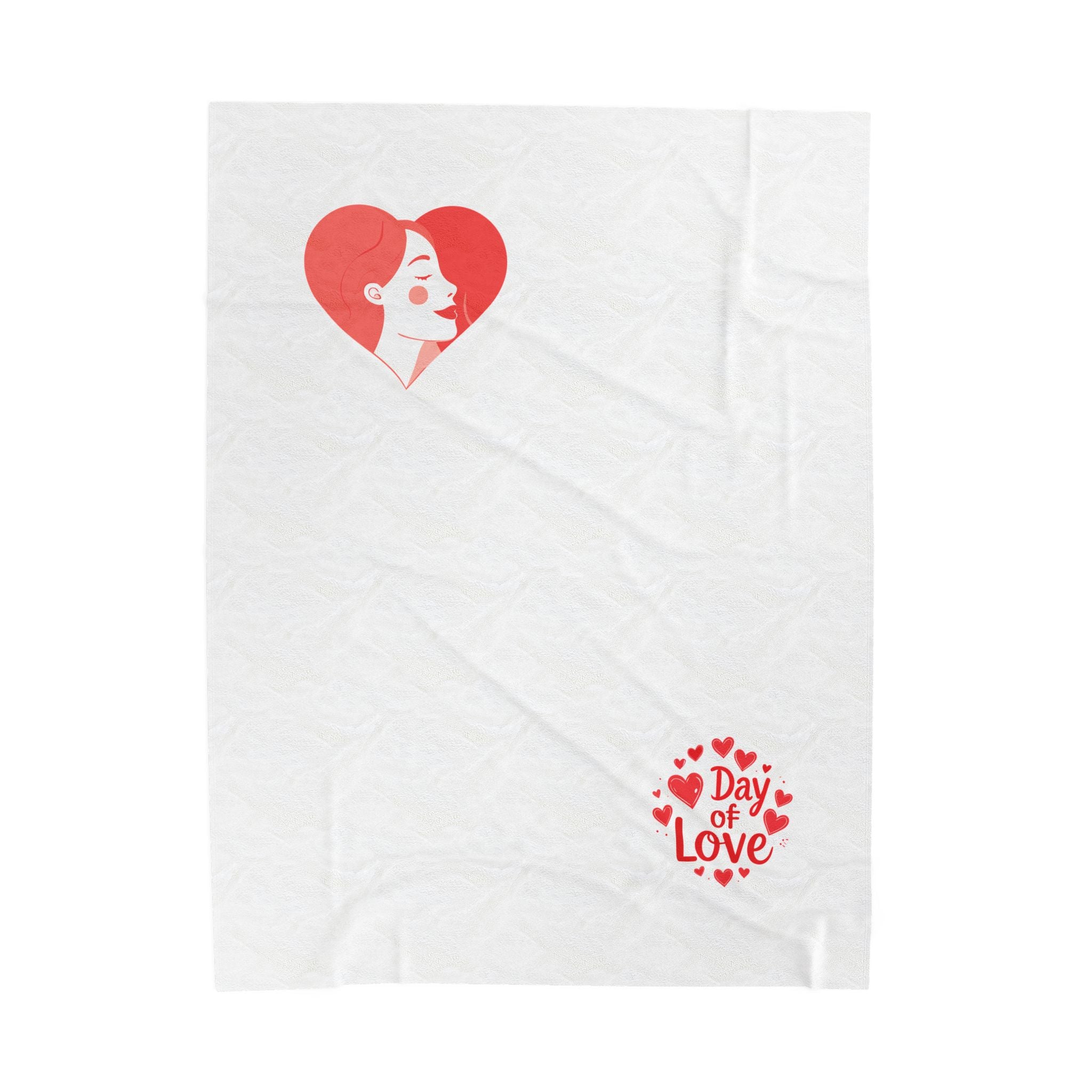 Velveteen Plush Blanket — 'Day of Love' Heart Portrait Throw (Valentine’s Cozy Gift)
