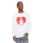 Heart Portrait Long Sleeve Tee — Romantic Red Lady Graphic