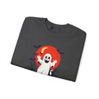 Crewneck Sweatshirt - Cute Ghost & Red Moon Halloween Design