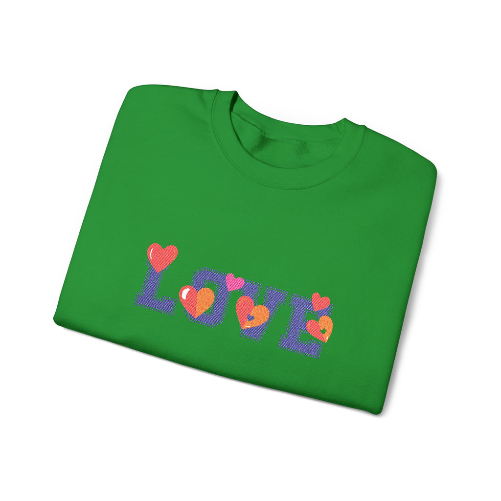 LOVE Floral Crewneck Sweatshirt Heart Pattern Cozy Pullover