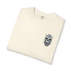 Embroidery Skull Rose T-Shirt Minimal Floral Skull Pocket Tee