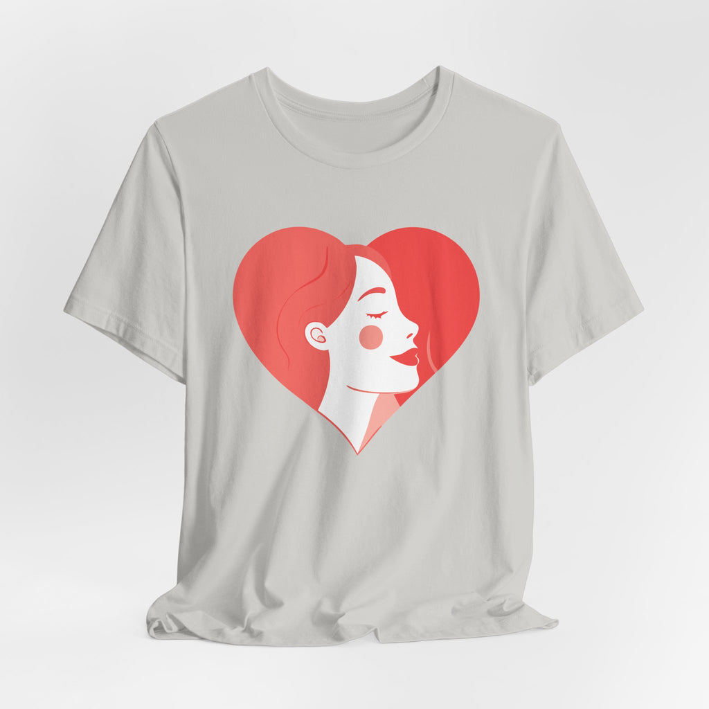 Heart Profile Tee - Minimal Romantic Woman Illustration T-Shirt