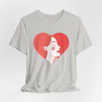 Heart Profile Tee - Minimal Romantic Woman Illustration T-Shirt