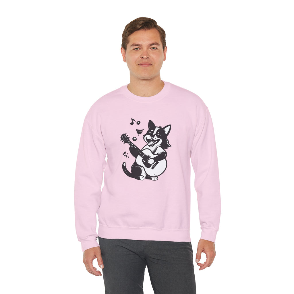 Corgi Playing Guitar Sweatshirt Cute Musical Dog Crewneck