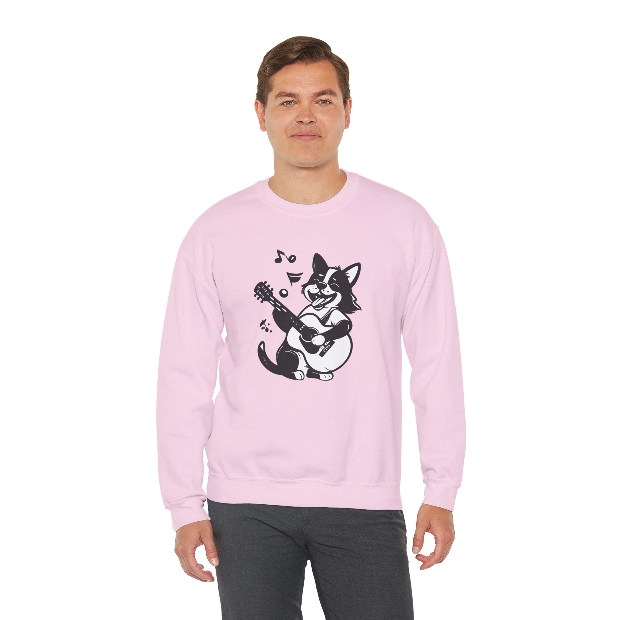 Corgi Playing Guitar Sweatshirt Cute Musical Dog Crewneck
