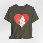 Heart Profile Tee - Minimal Romantic Woman Illustration T-Shirt