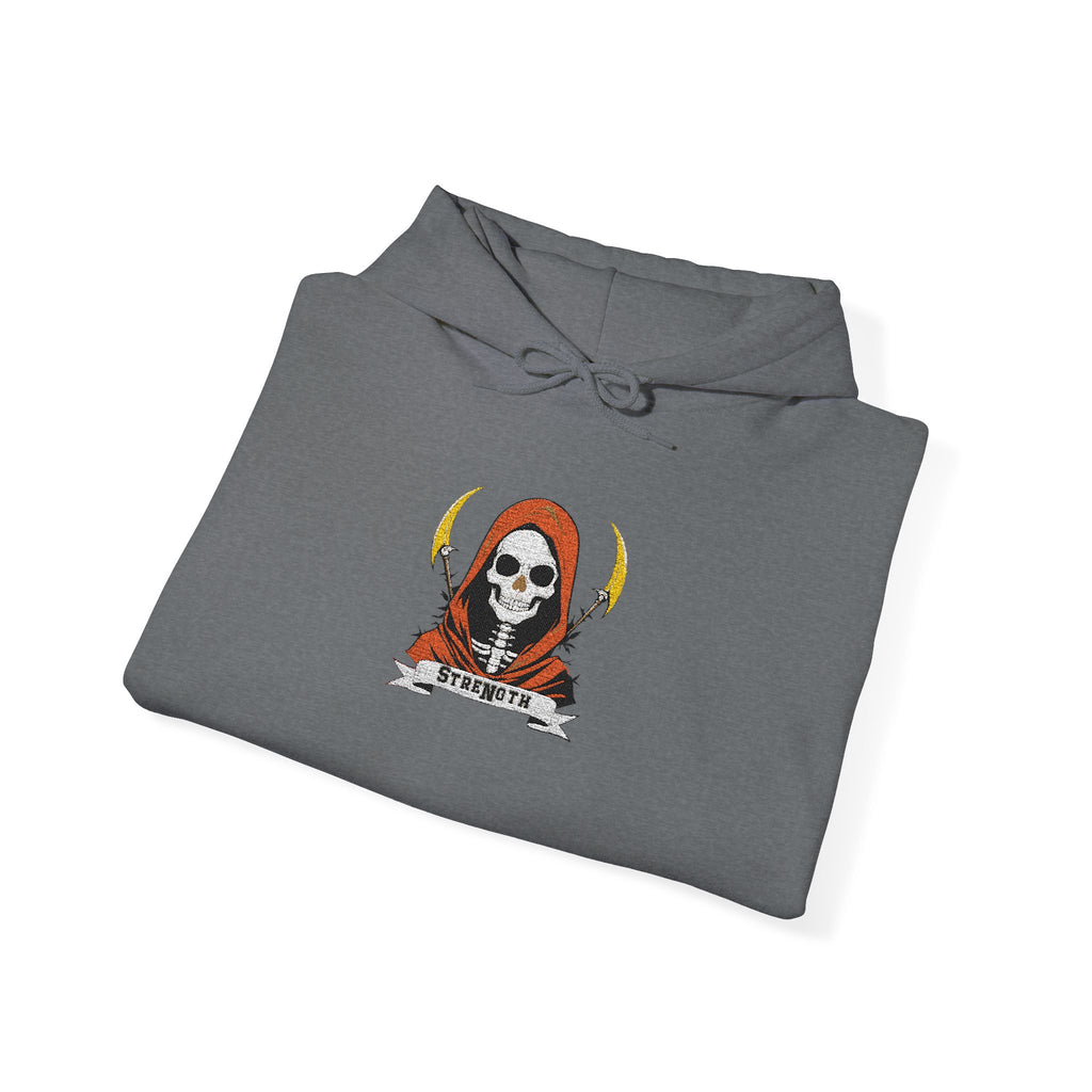 Embroidered Skull Reaper Hoodie Gothic Grim Reaper Graphic Sweatshirt