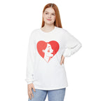 Heart Portrait Long Sleeve Tee — Romantic Red Lady Graphic