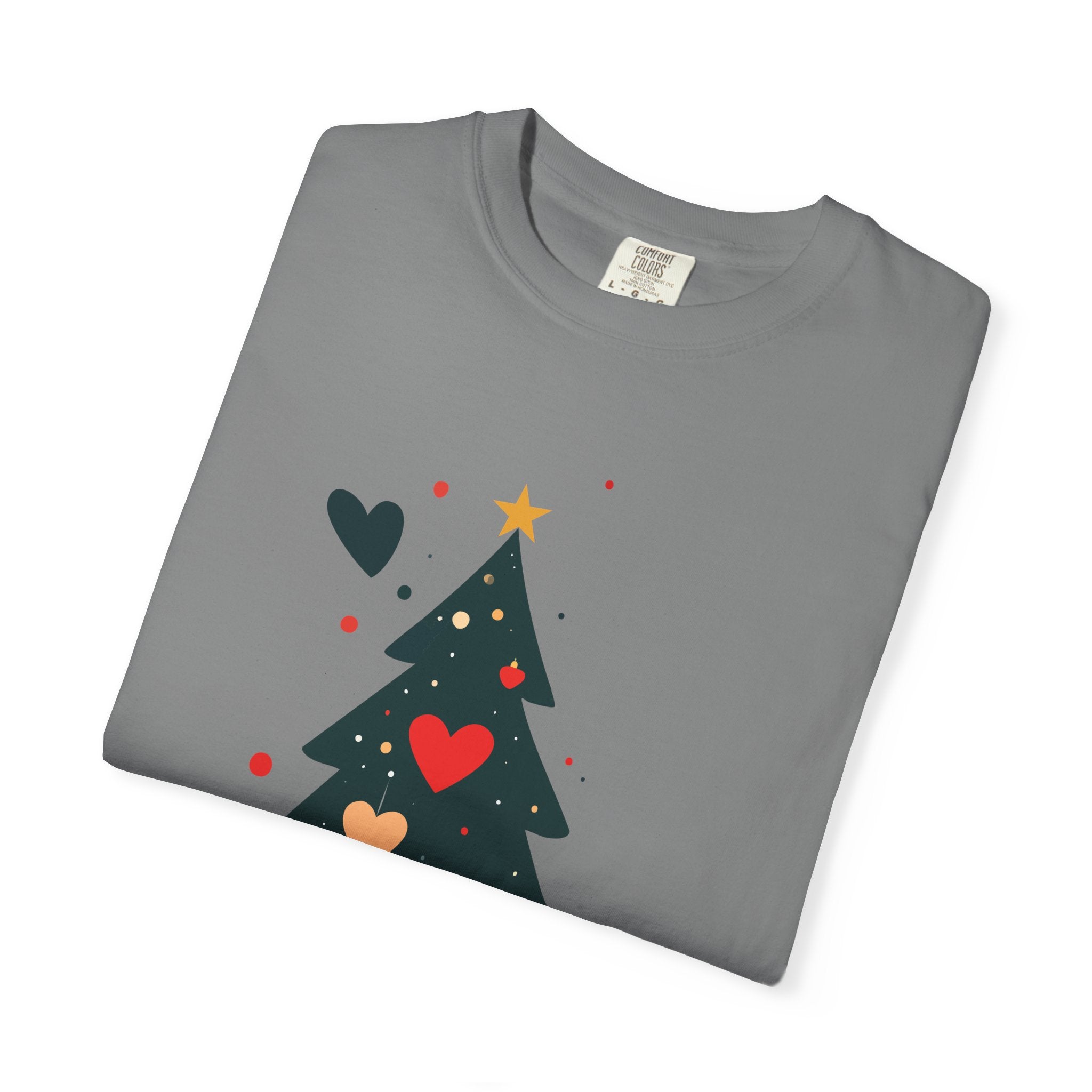 Christmas Tree Hearts T-Shirt — Cute Holiday Tree with Hearts Graphic