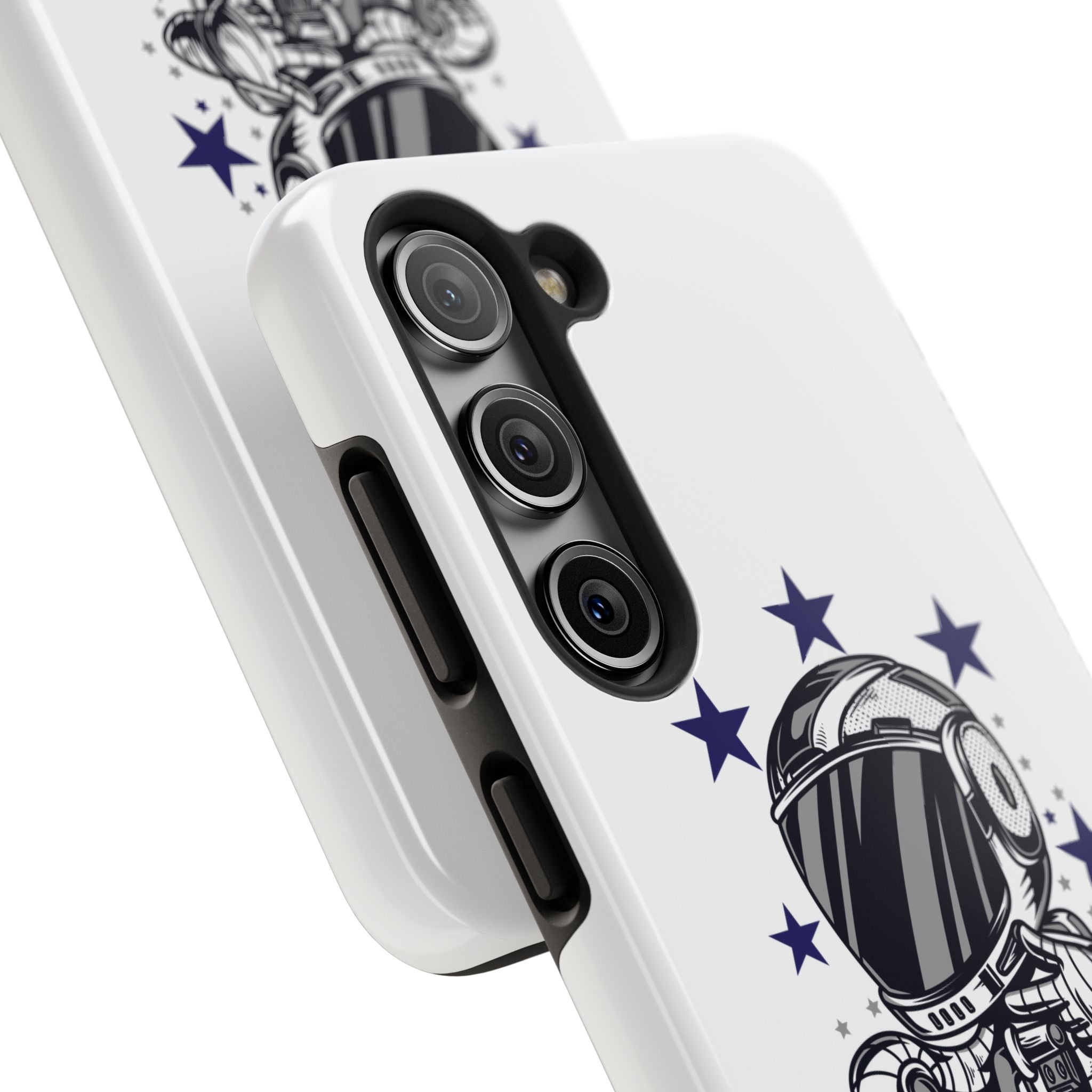 Astronaut Biker Tough Phone Case Retro Space Helmet Rider with Stars