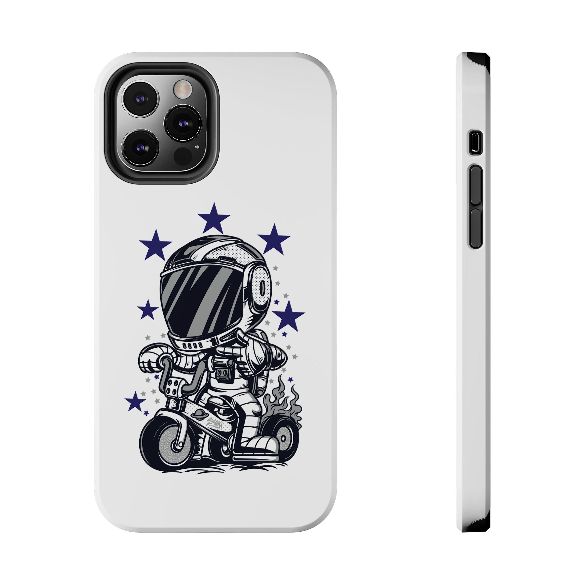 Astronaut Biker Tough Phone Case Retro Space Helmet Rider with Stars