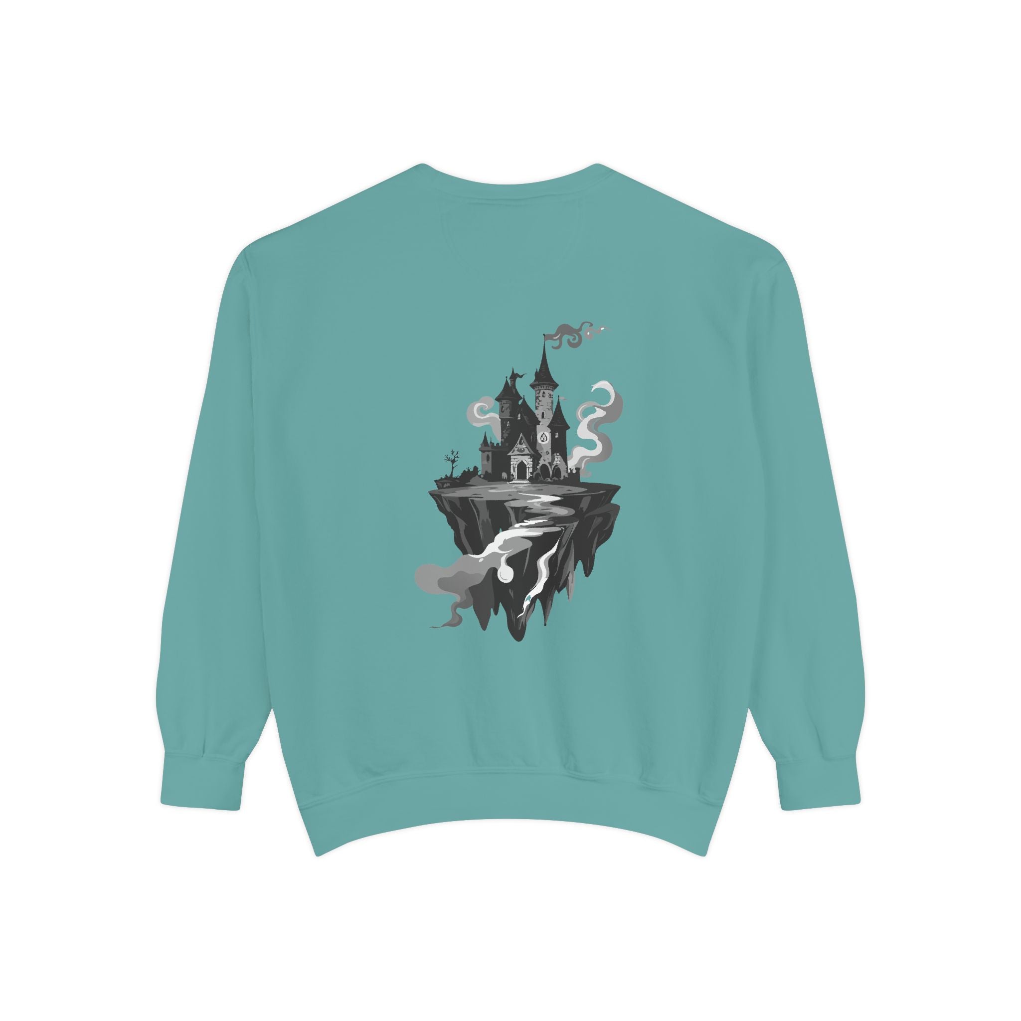 Floating Haunted Castle Sweatshirt Gothic Floating Island Crewneck