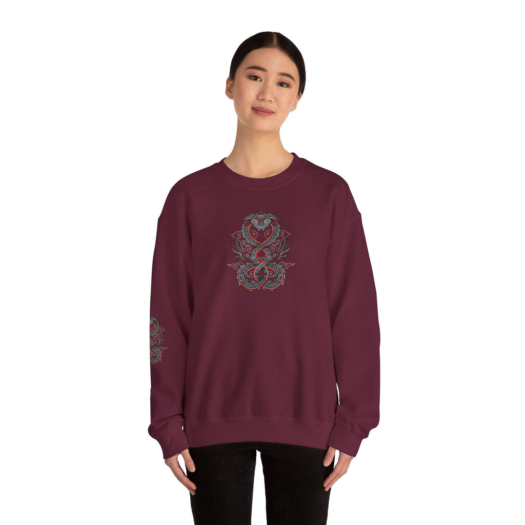 Dragon Ouroboros Crewneck Sweatshirt Gothic Snake Infinity Design