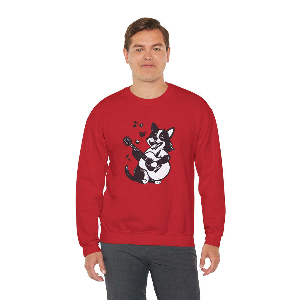 Corgi Playing Guitar Sweatshirt Cute Musical Dog Crewneck