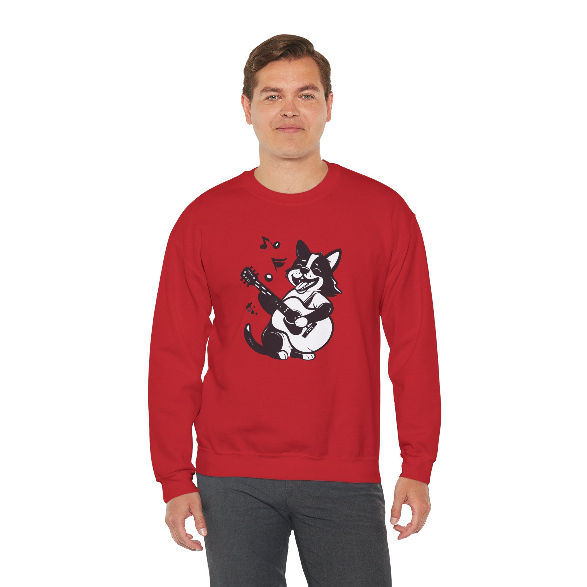 Corgi Playing Guitar Sweatshirt Cute Musical Dog Crewneck