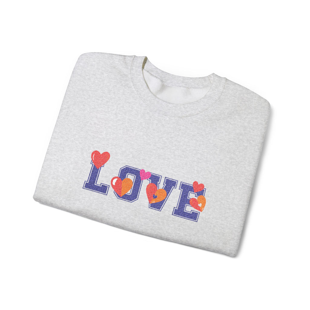 LOVE Floral Crewneck Sweatshirt Heart Pattern Cozy Pullover