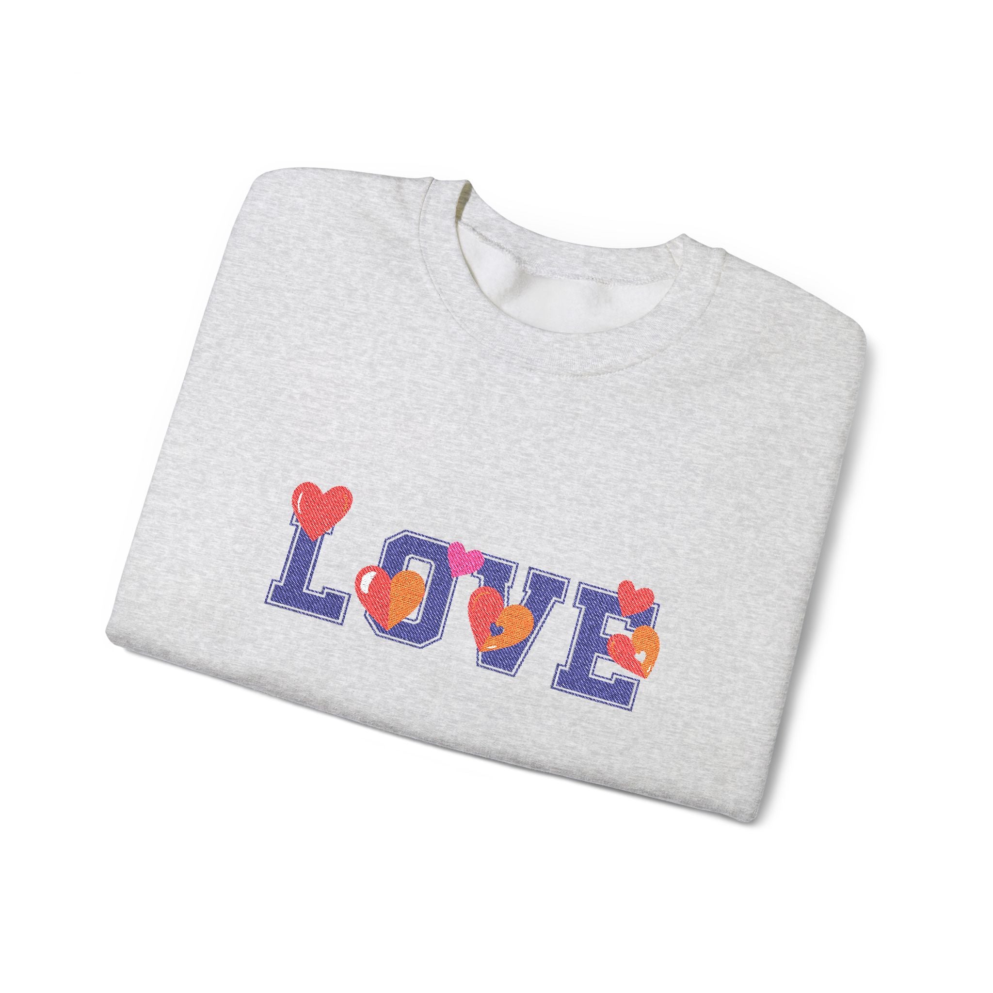 LOVE Floral Crewneck Sweatshirt Heart Pattern Cozy Pullover