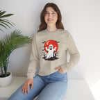 Crewneck Sweatshirt - Cute Ghost & Red Moon Halloween Design