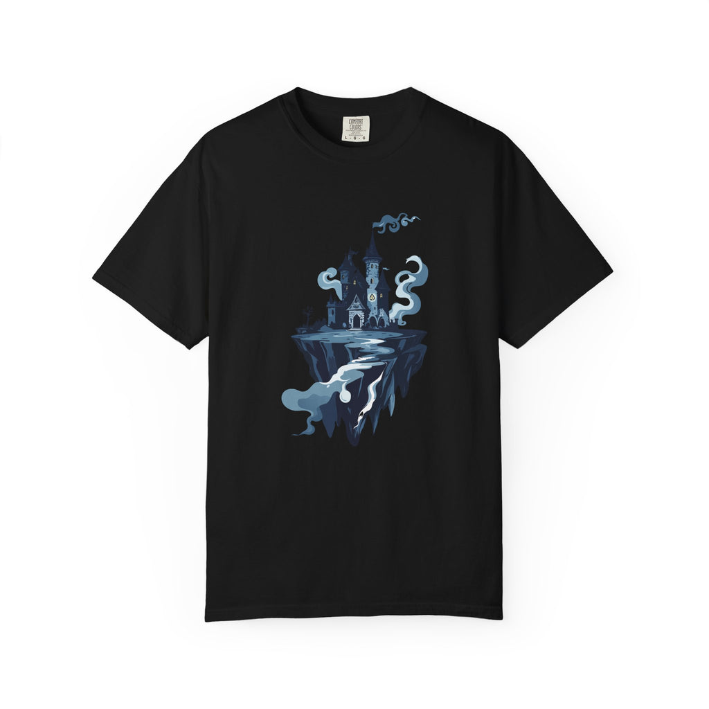 Floating Haunted Castle T‑Shirt Spooky Gothic Fantasy Tee