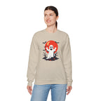 Crewneck Sweatshirt - Cute Ghost & Red Moon Halloween Design