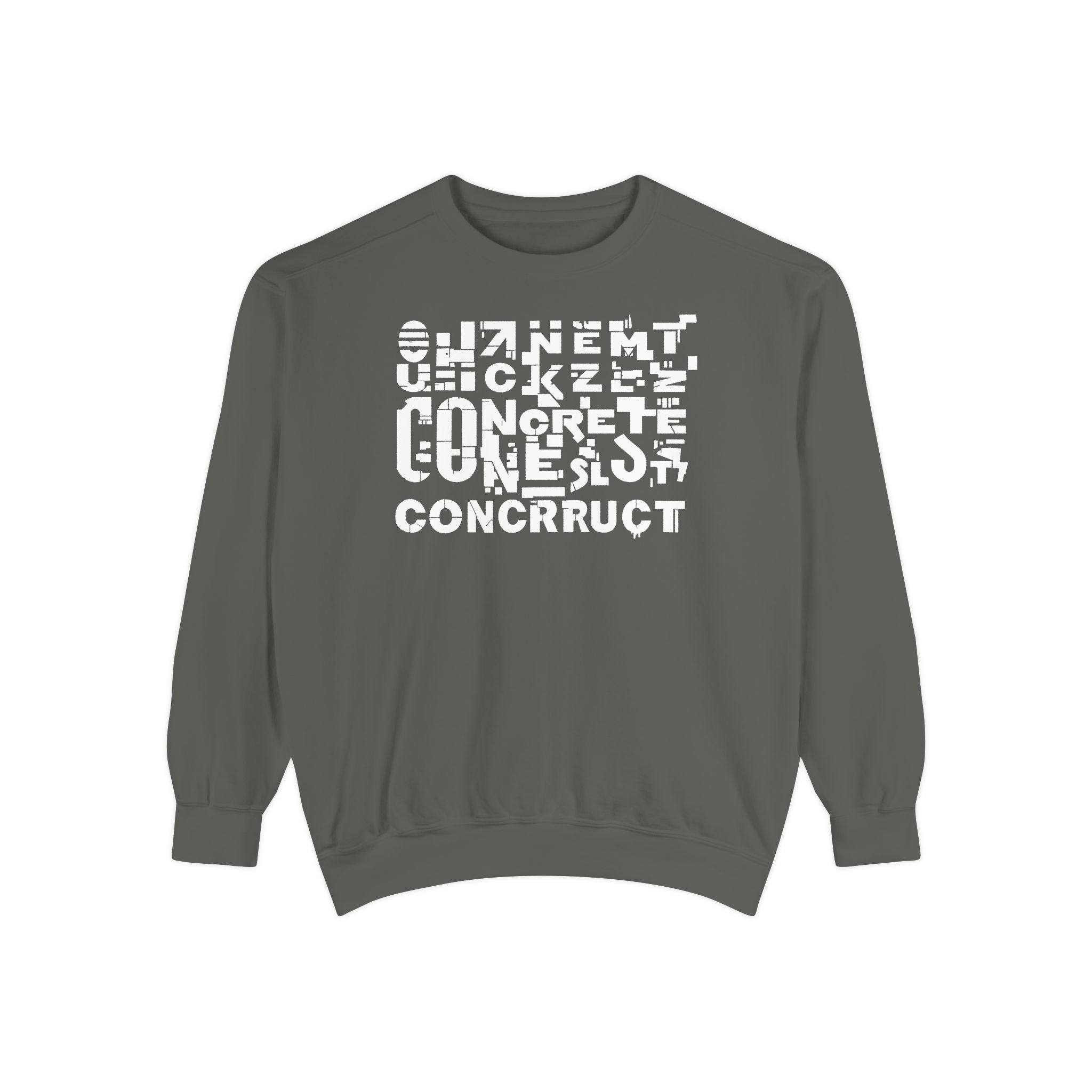 Concrete Script Sweatshirt Urban Typography Garment-Dyed Crewneck