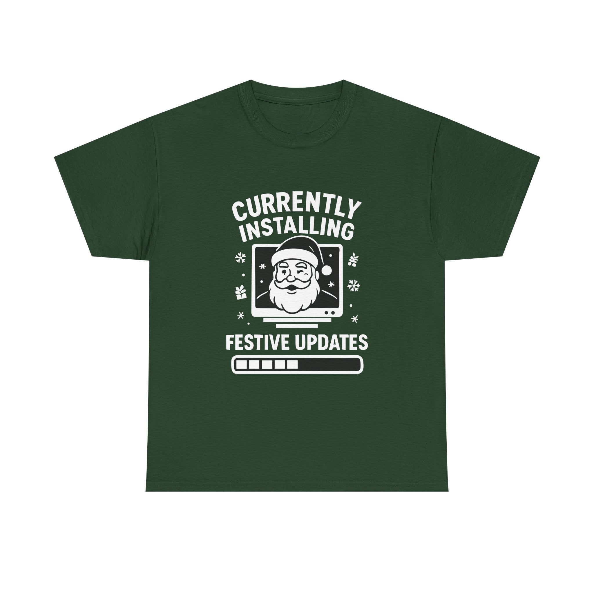 Currently Installing Festive Updates T-Shirt Funny Santa Christmas Holiday Tee
