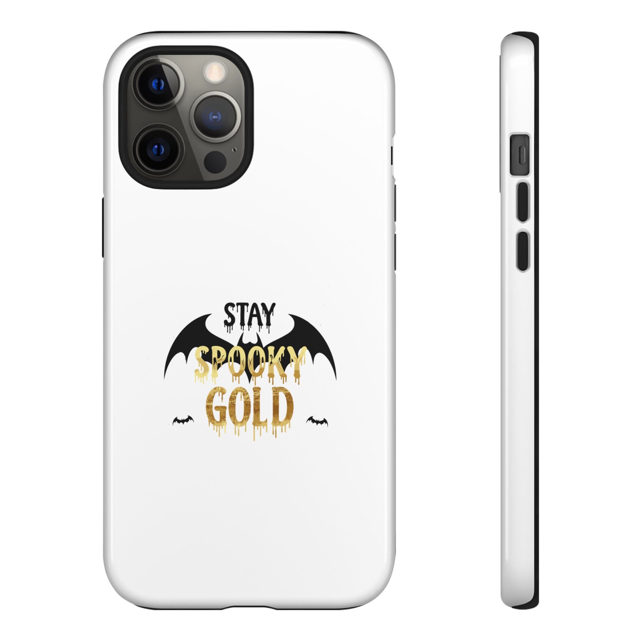 Stay Spooky Gold Phone Case Halloween Bat Design